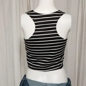 Alt.B | Tops | Altb Crop Top Horizontal Blackwhite Striped | Poshmark